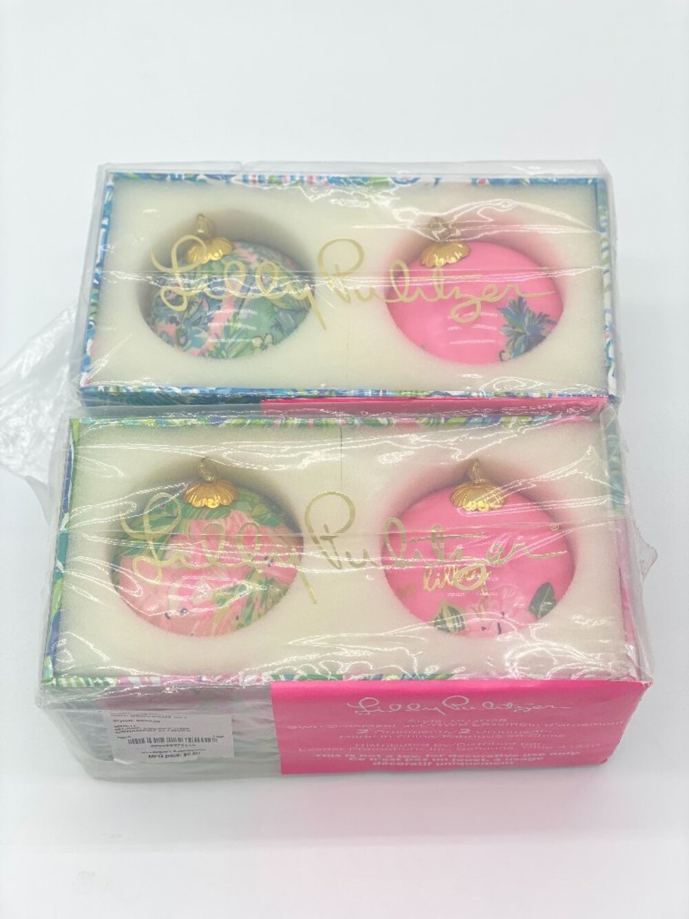 Lilly Pulitzer GWP Christmas Ornament Lot (2 Sets) Island Escape Lillys House NW